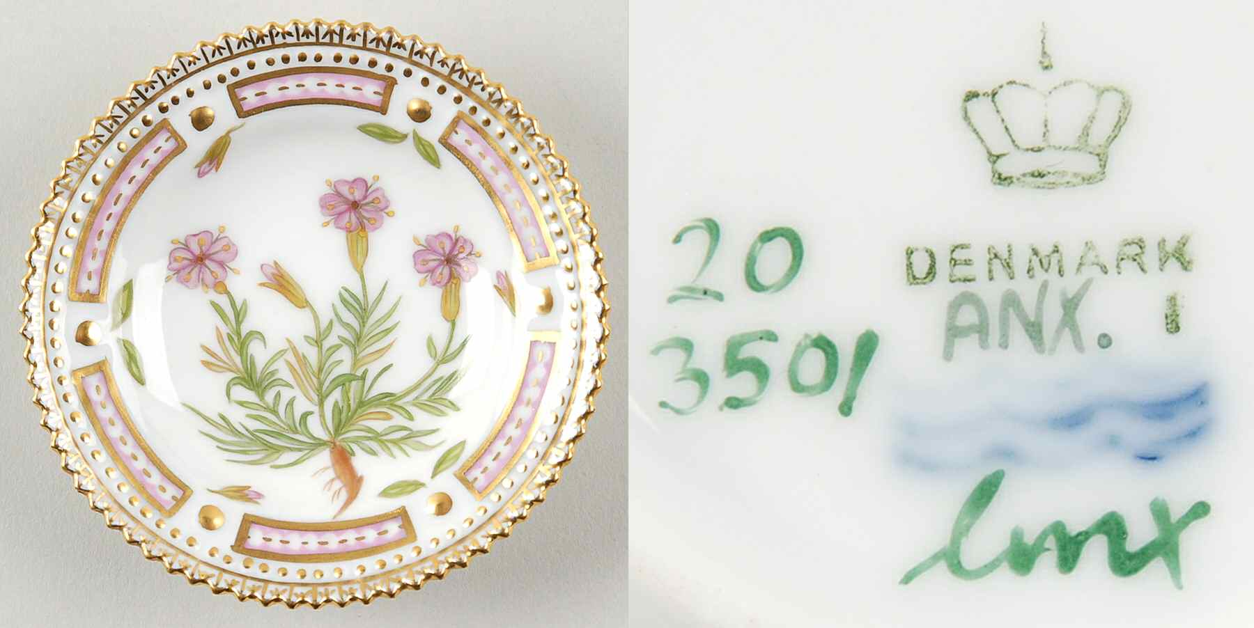 Flora Danica (1790 To 1960) Butter Pat by Royal Copenhagen-1