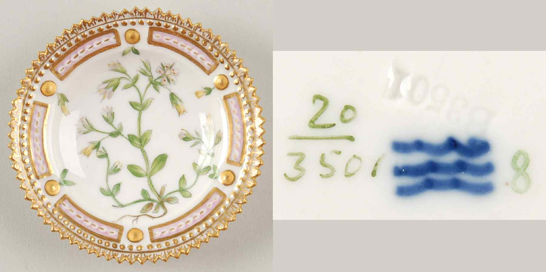 Flora Danica (1790 To 1960) Butter Pat by Royal Copenhagen-1