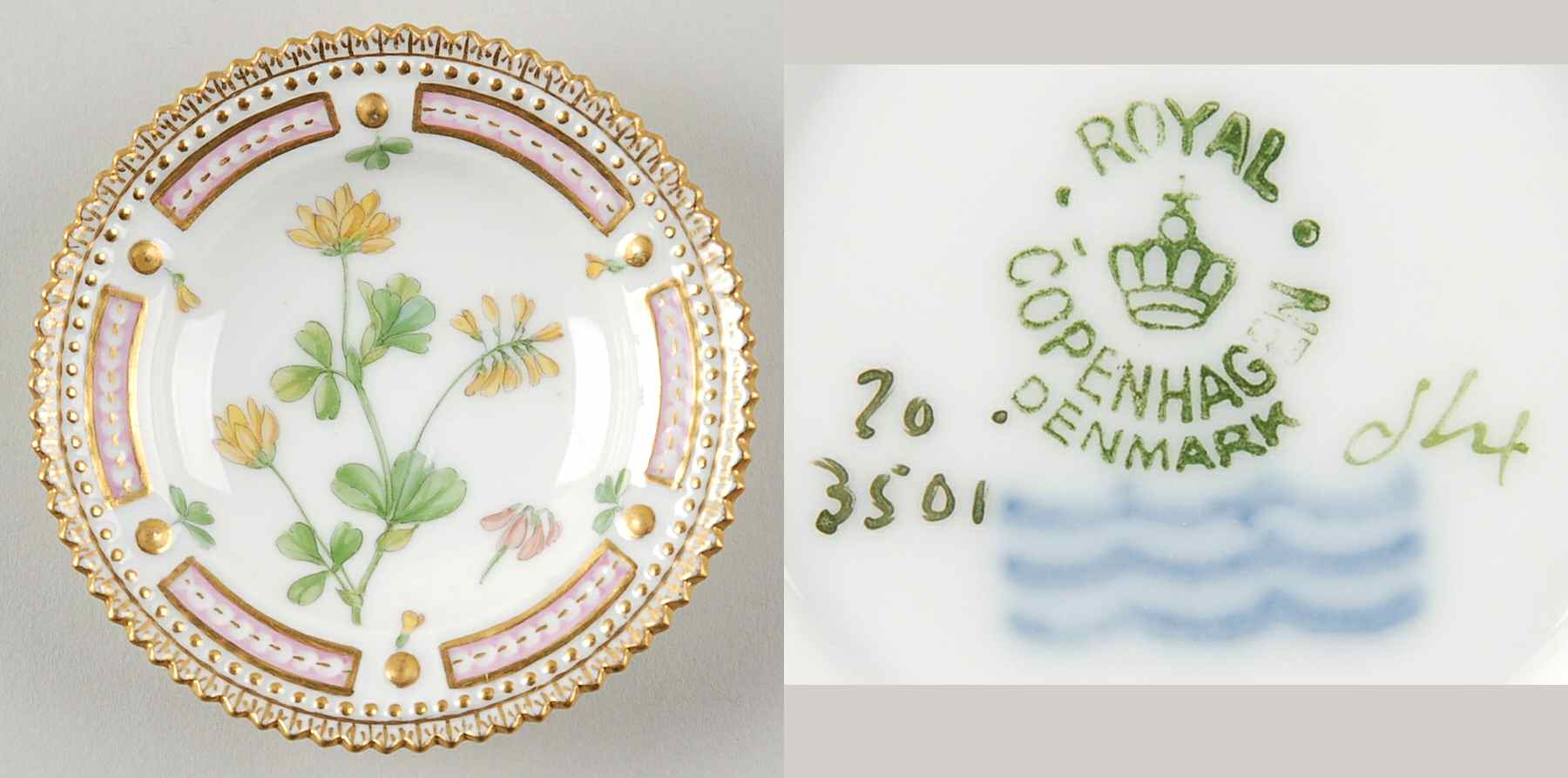Flora Danica (1790 To 1960) Butter Pat by Royal Copenhagen-1