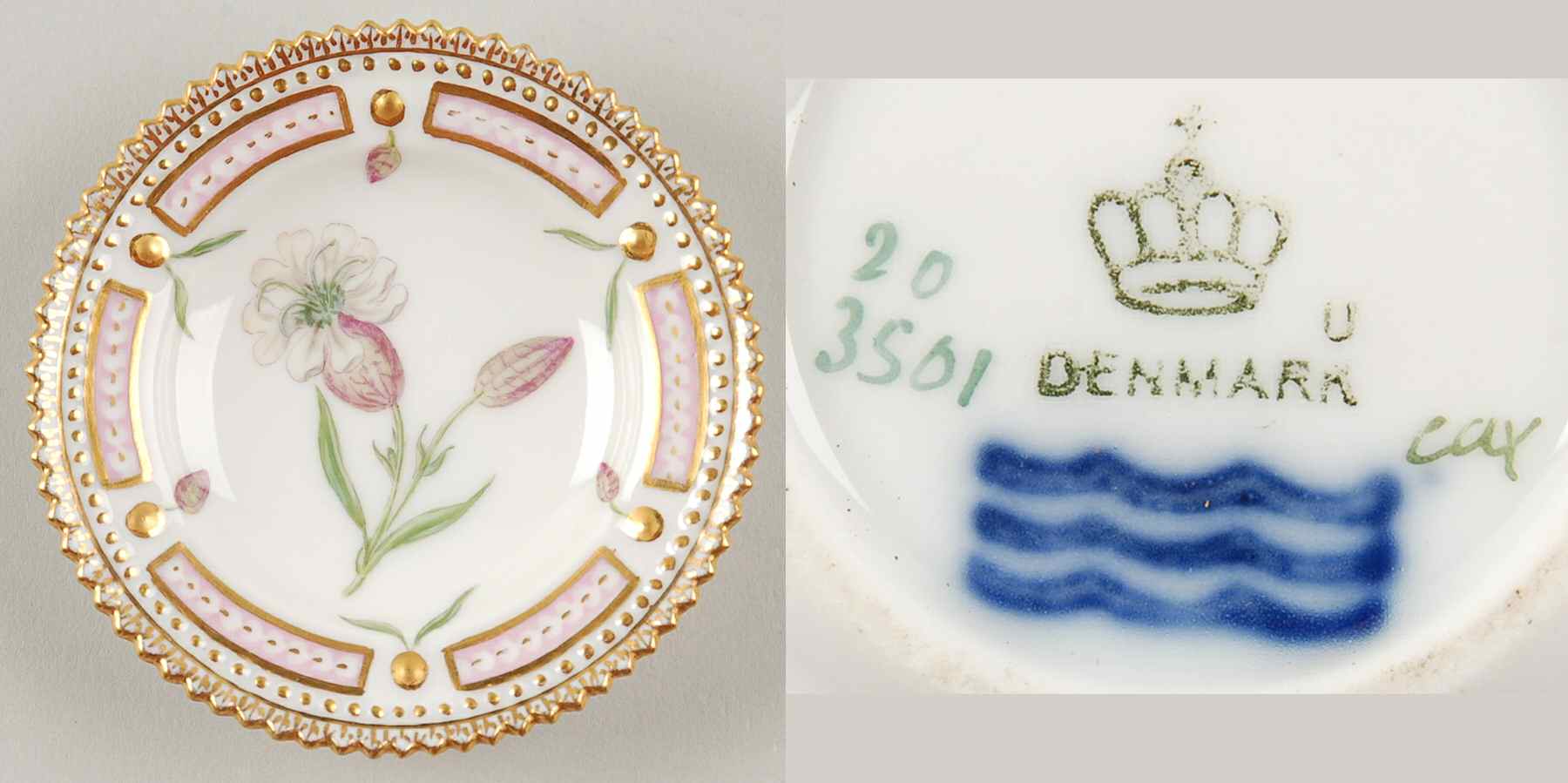 Flora Danica (1790 To 1960) Butter Pat by Royal Copenhagen-1