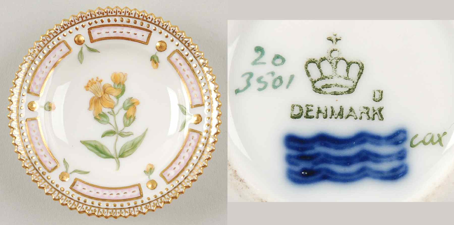 Flora Danica (1790 To 1960) Butter Pat by Royal Copenhagen-1