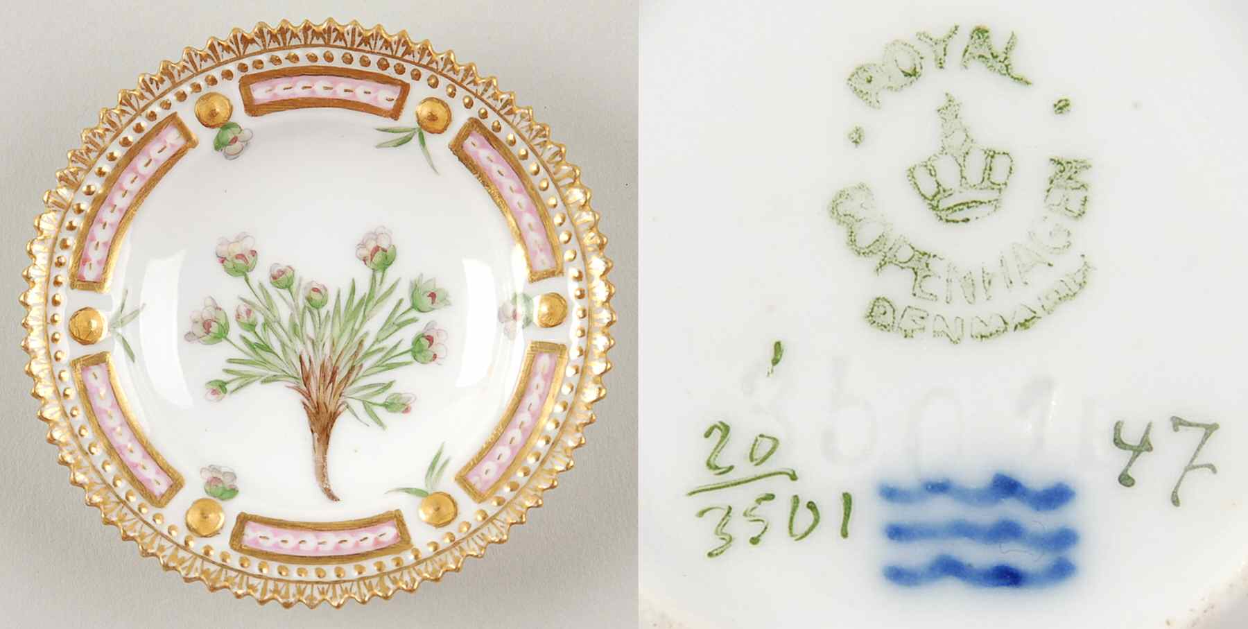 Flora Danica (1790 To 1960) Butter Pat by Royal Copenhagen-1