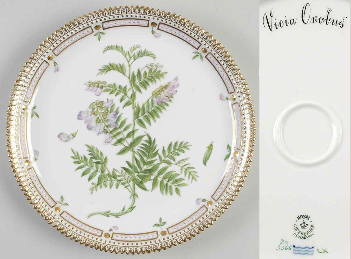 Flora Danica (1790 To 1960) 9" Round Tray-Vicia Orabus by Royal Copenhagen-1