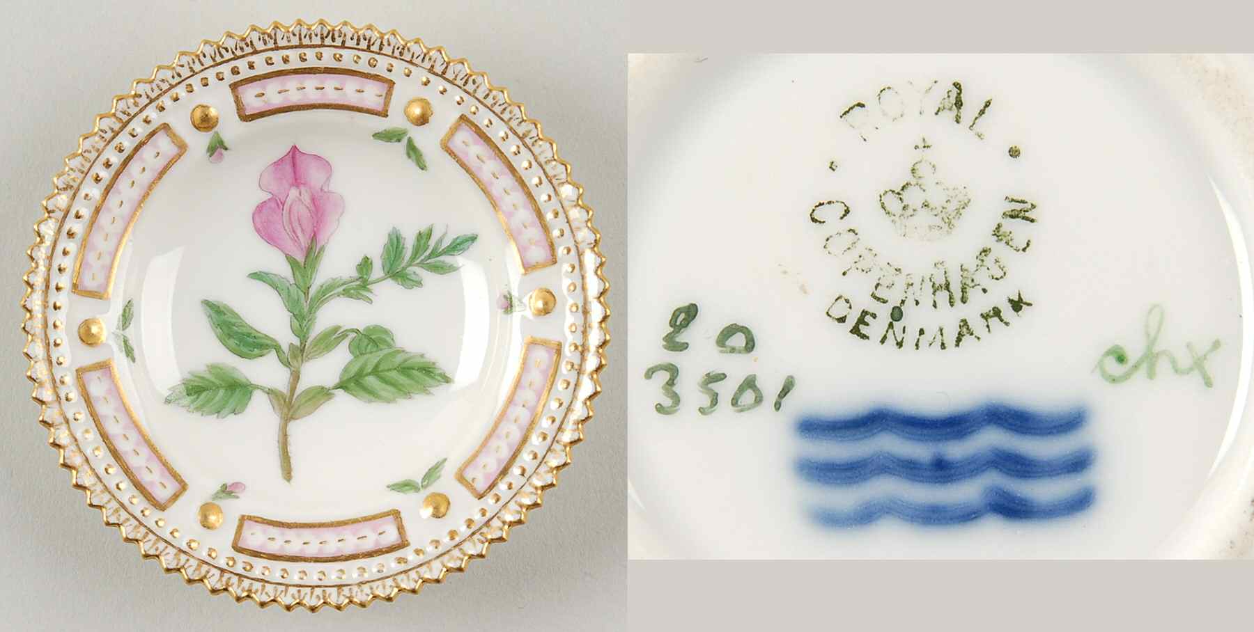 Flora Danica (1790 To 1960) Butter Pat by Royal Copenhagen-1
