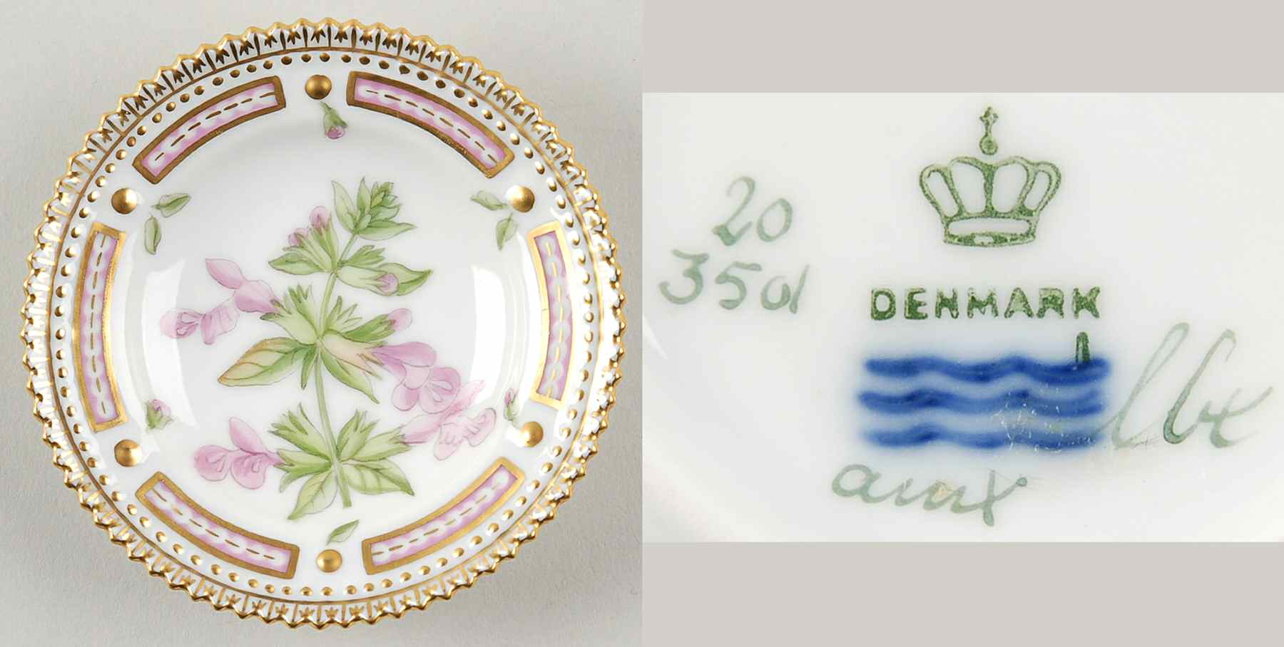 Flora Danica (1790 To 1960) Butter Pat by Royal Copenhagen-1