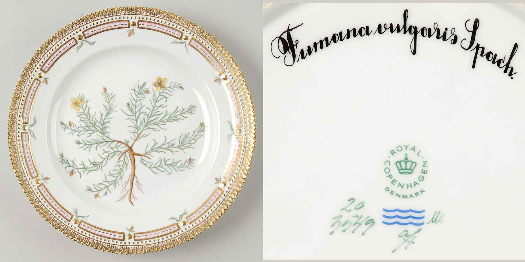 Flora Danica (1790 To 1960) Dinner Plate-Fumana vulgaris Spach by Royal Copenhagen-1