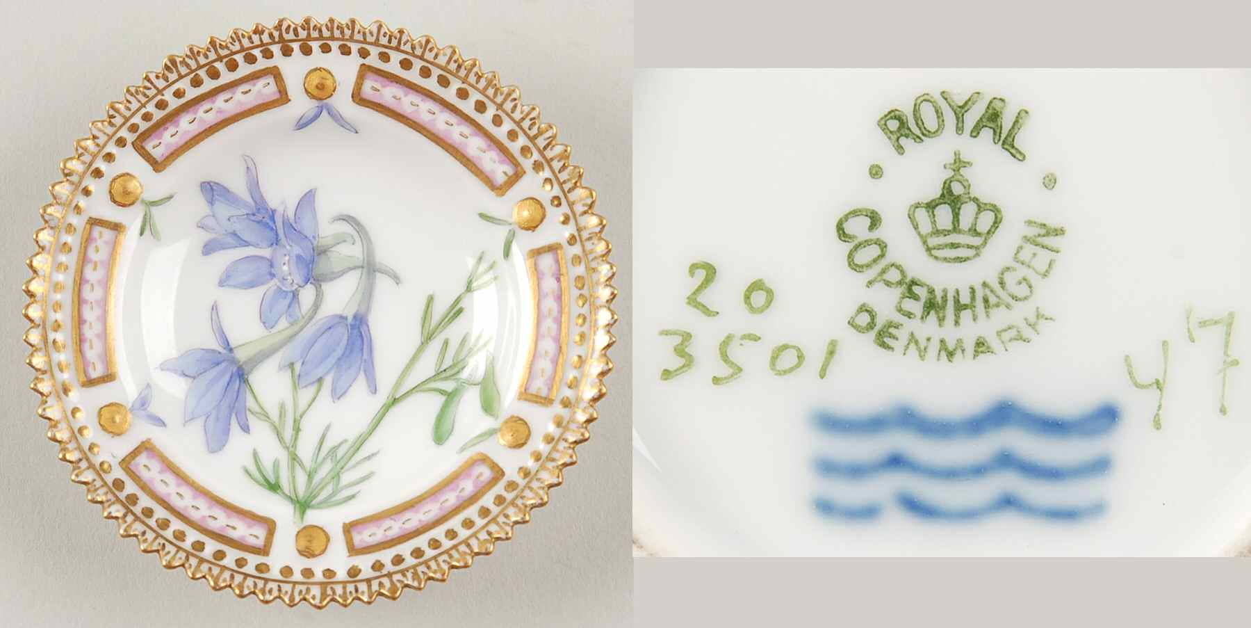 Flora Danica (1790 To 1960) Butter Pat by Royal Copenhagen-1
