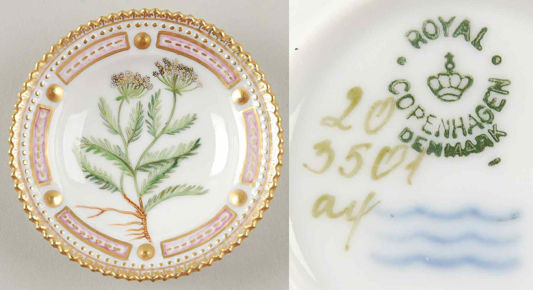 Flora Danica (1790 To 1960) Butter Pat by Royal Copenhagen-1