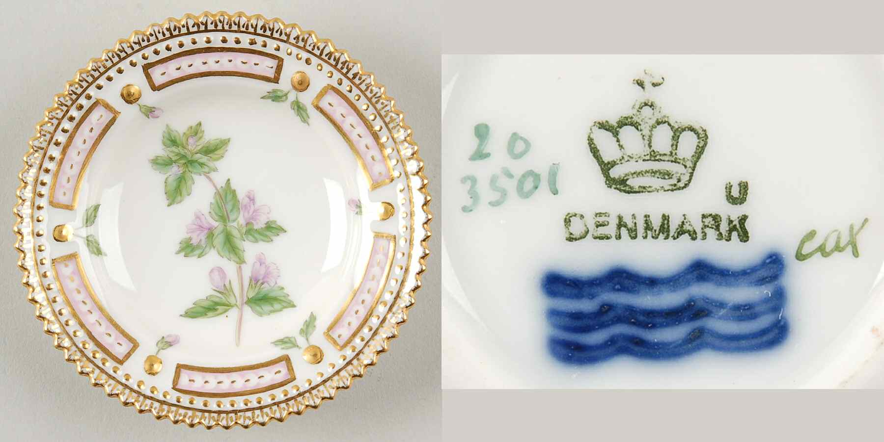 Flora Danica (1790 To 1960) Butter Pat by Royal Copenhagen-1