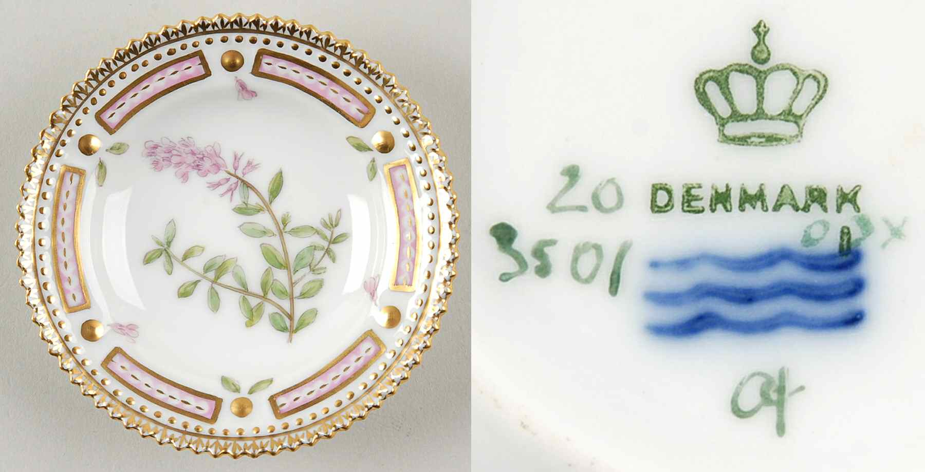 Flora Danica (1790 To 1960) Butter Pat by Royal Copenhagen-1