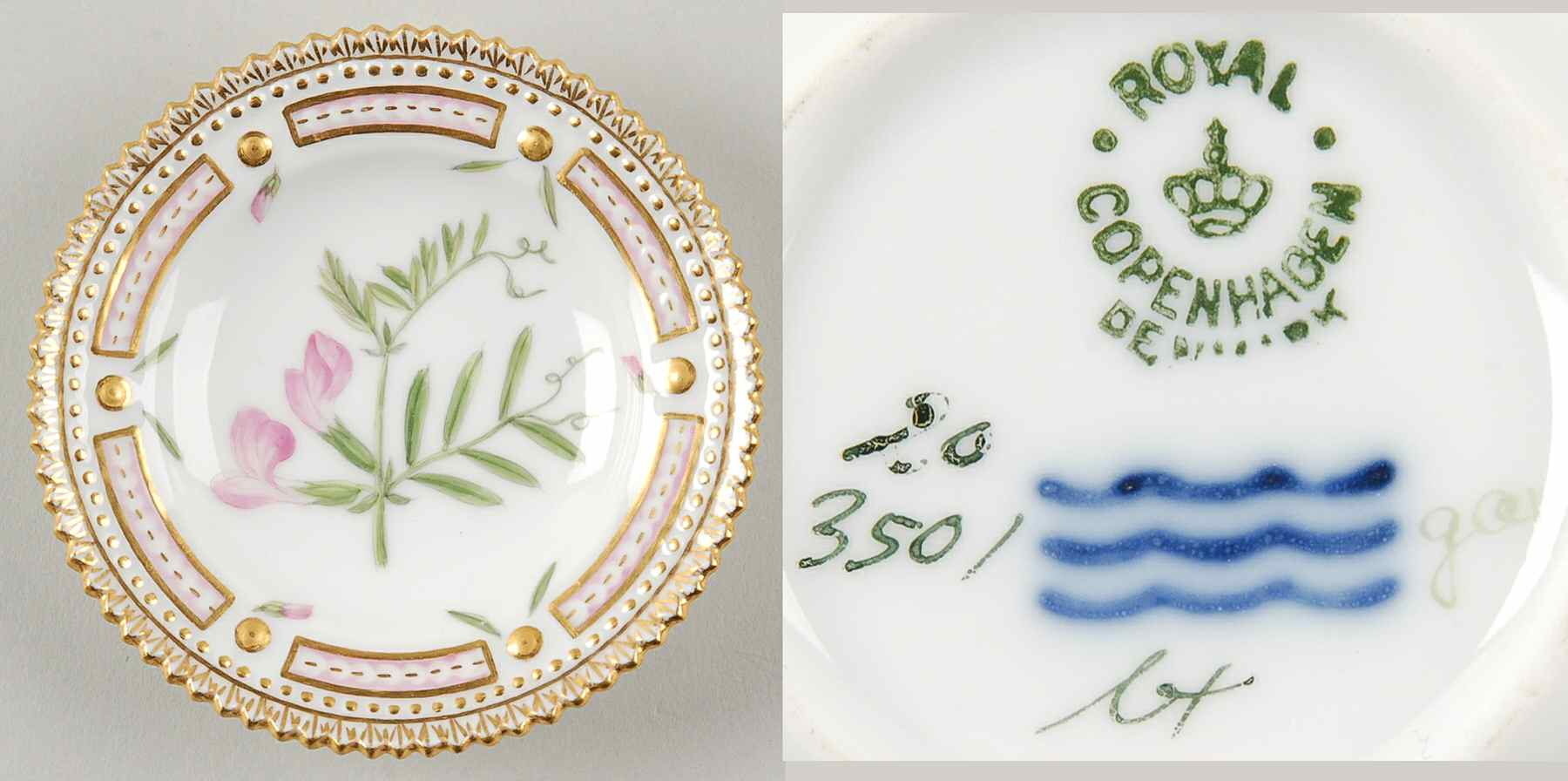 Flora Danica (1790 To 1960) Butter Pat by Royal Copenhagen-1