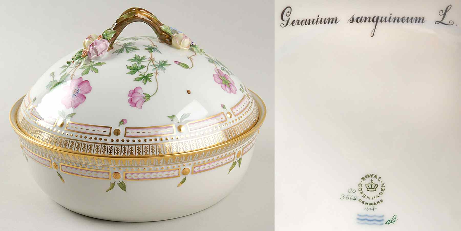 Flora Danica (1790 To 1960) Round Covered Vegetable-Galeopsis Galeobdolon L by Royal Copenhagen-1