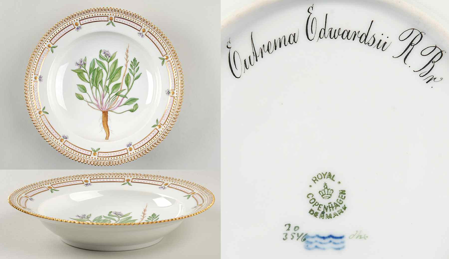 Flora Danica (1790 To 1960) Rim Soup Bowl-Eutrema Edwardsii R Br by Royal Copenhagen-1