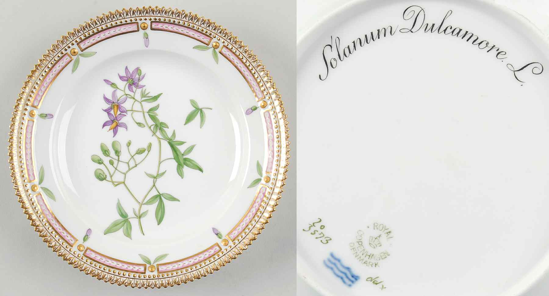 Flora Danica (1790 To 1960) Salad Plate-Solanum Dulcamara L by Royal Copenhagen-1