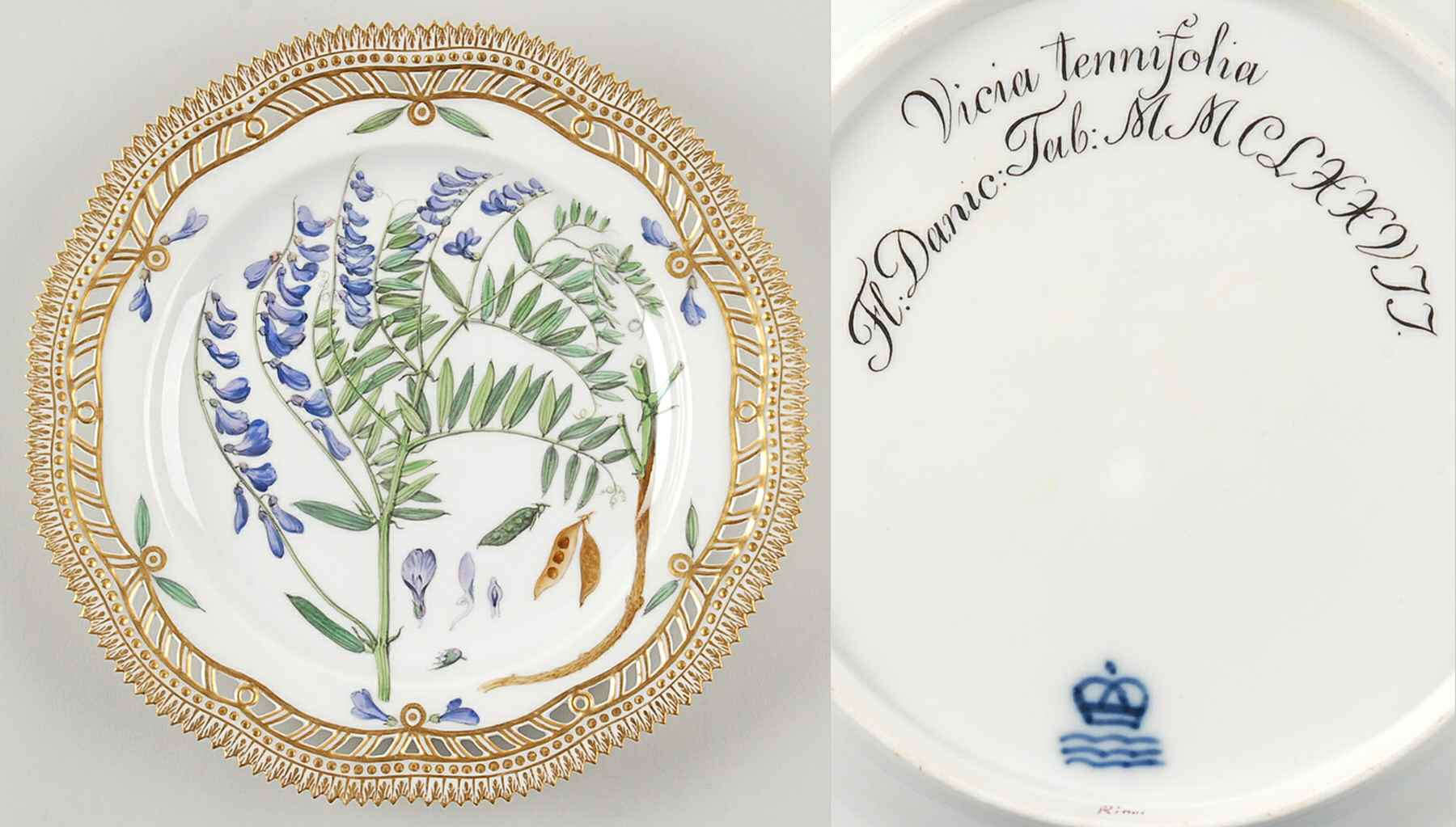 Flora Danica (1790 To 1960) 9" Pierced Luncheon Plate/Fruit St-JM-Vicia tenni by Royal Copenhagen-1