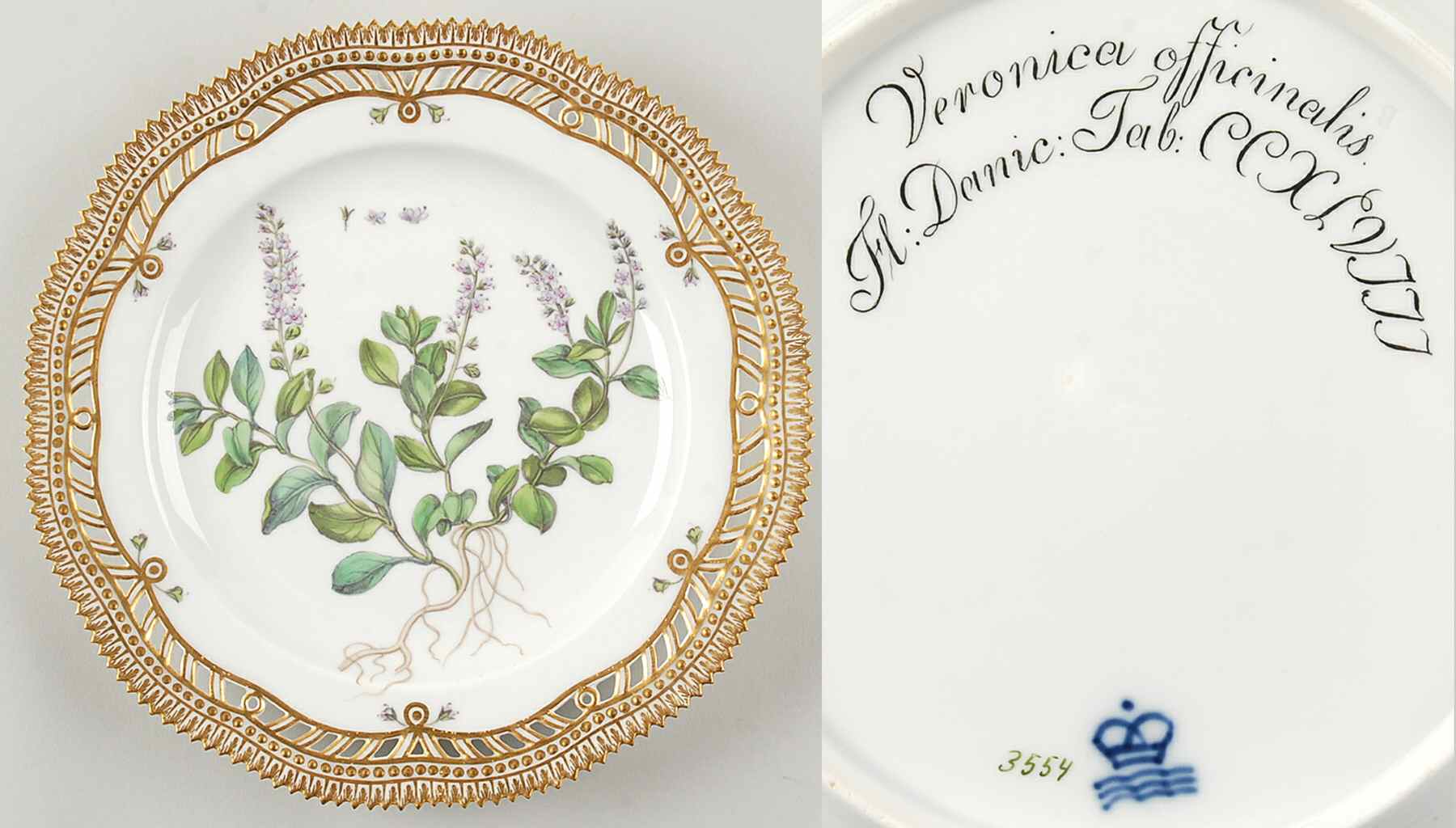 Flora Danica (1790 To 1960) 9" Pierced Luncheon Plate/Fruit St-JM-Veronica off by Royal Copenhagen-1