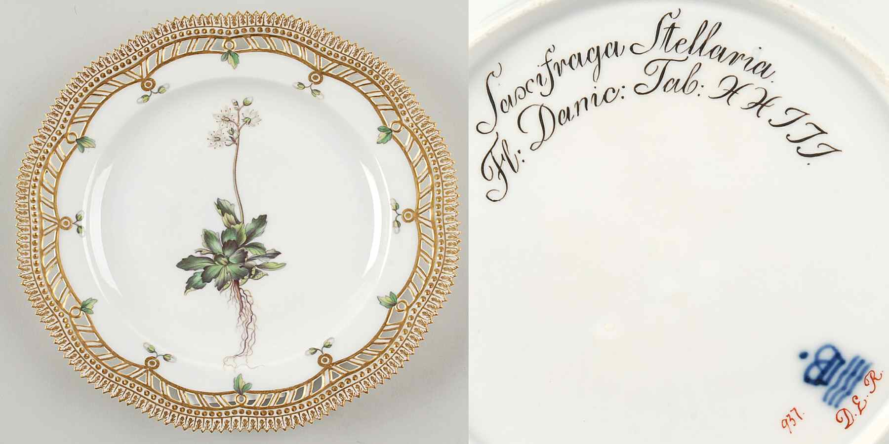 Flora Danica (1790 To 1960) 9" Pierced Luncheon Plate/Fruit St-JM-Saxifraga St by Royal Copenhagen-1