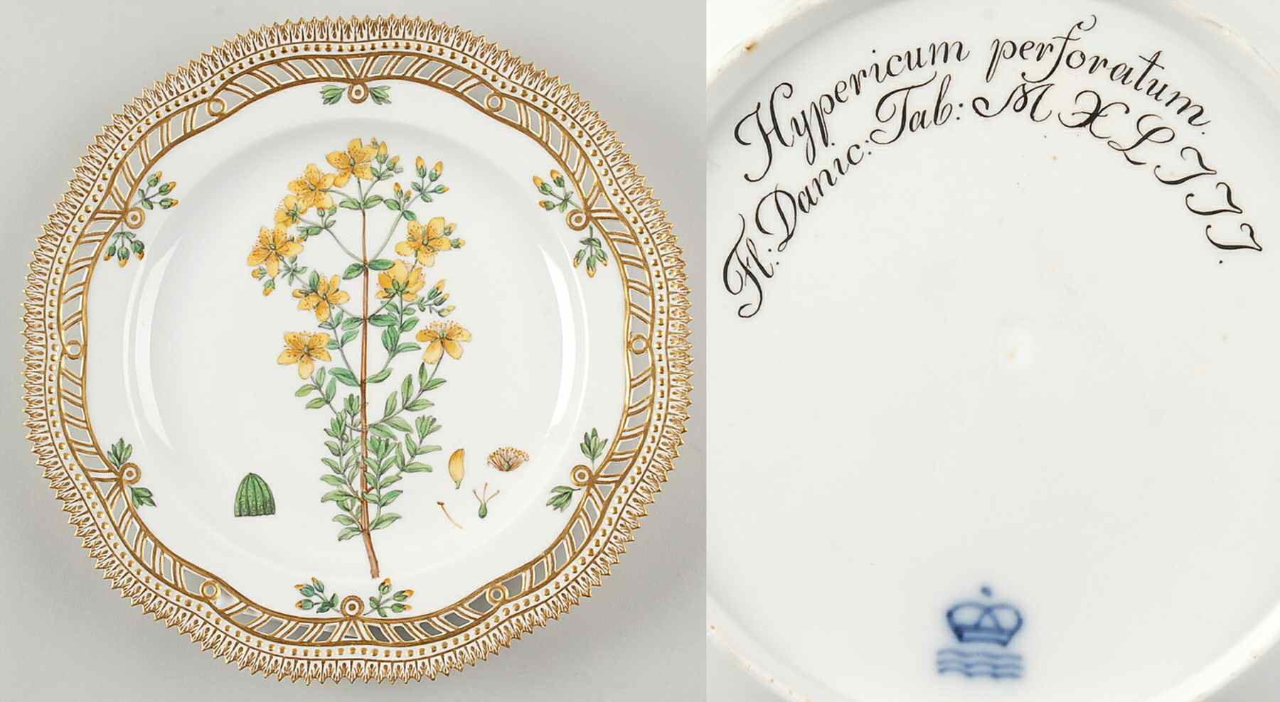 Flora Danica (1790 To 1960) 9" Pierced Luncheon Plate/Fruit St-JM-Hypericum pe by Royal Copenhagen-1