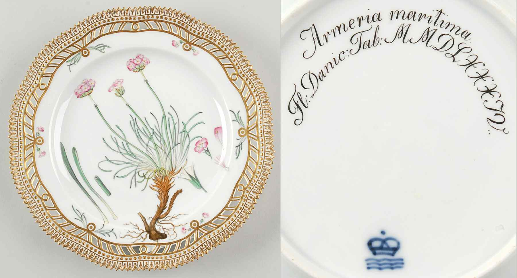 Flora Danica (1790 To 1960) 9" Pierced Luncheon Plate/Fruit St-JM-Armeria mari by Royal Copenhagen-1