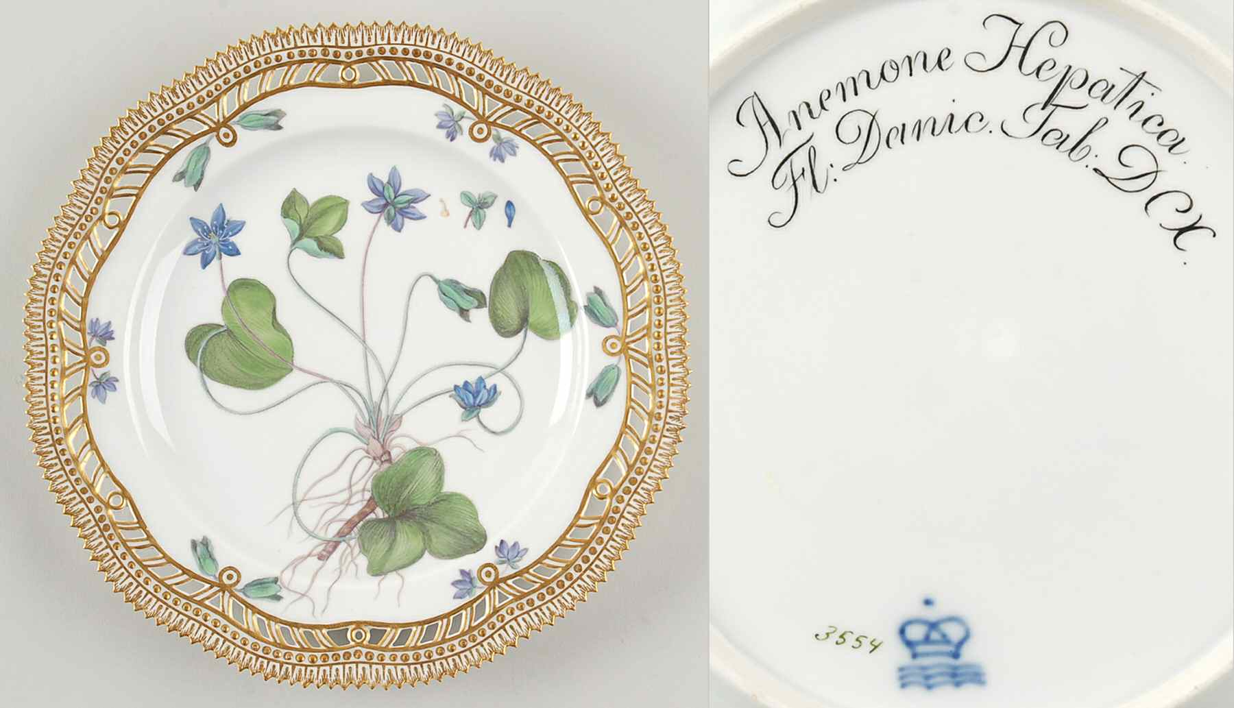 Flora Danica (1790 To 1960) 9" Pierced Luncheon Plate/Fruit St-JM-Anemone Hepa by Royal Copenhagen-1