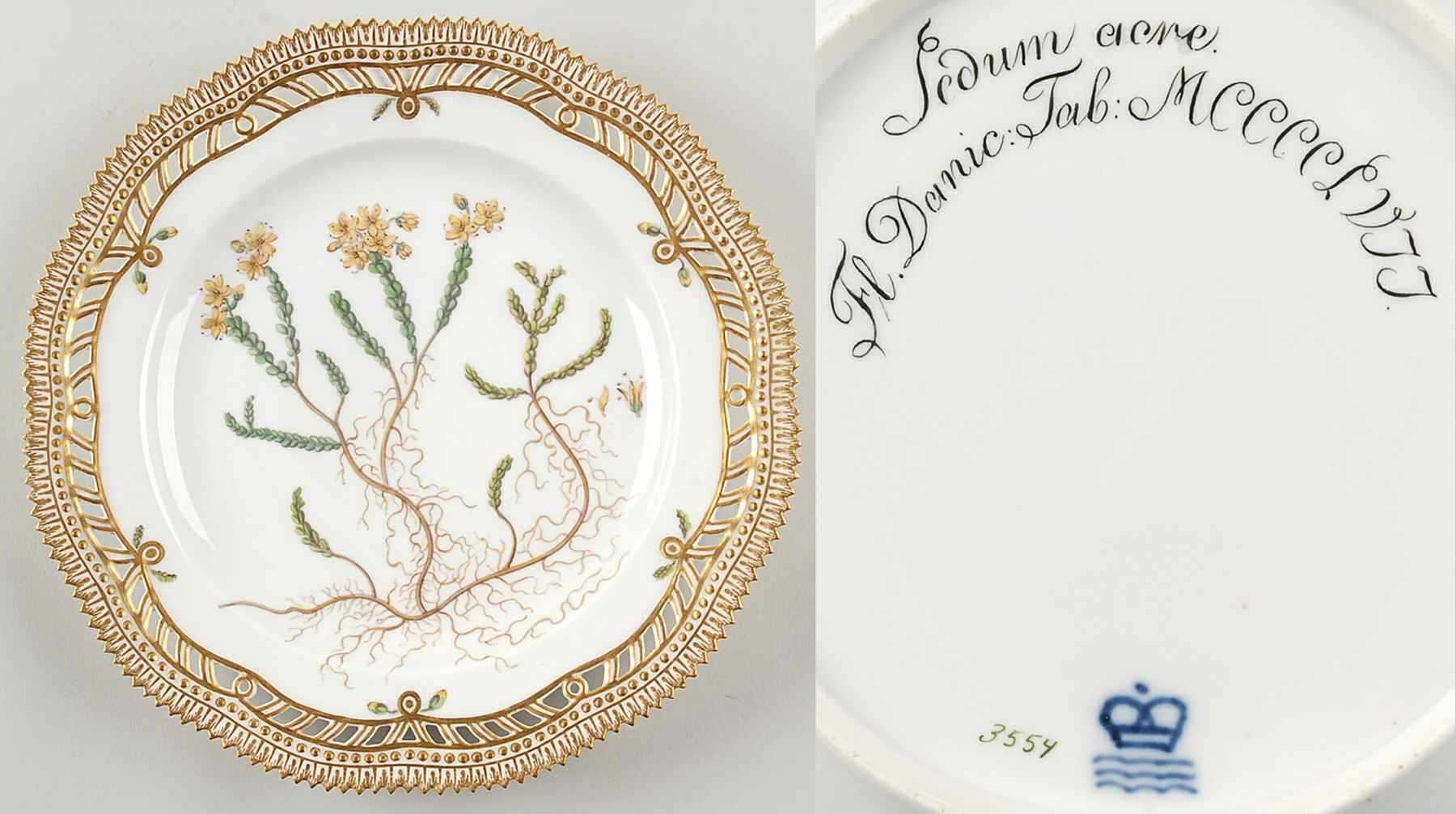 Flora Danica (1790 To 1960) 9" Pierced Luncheon Plate/Fruit St-JM-Sedum acre L by Royal Copenhagen-1
