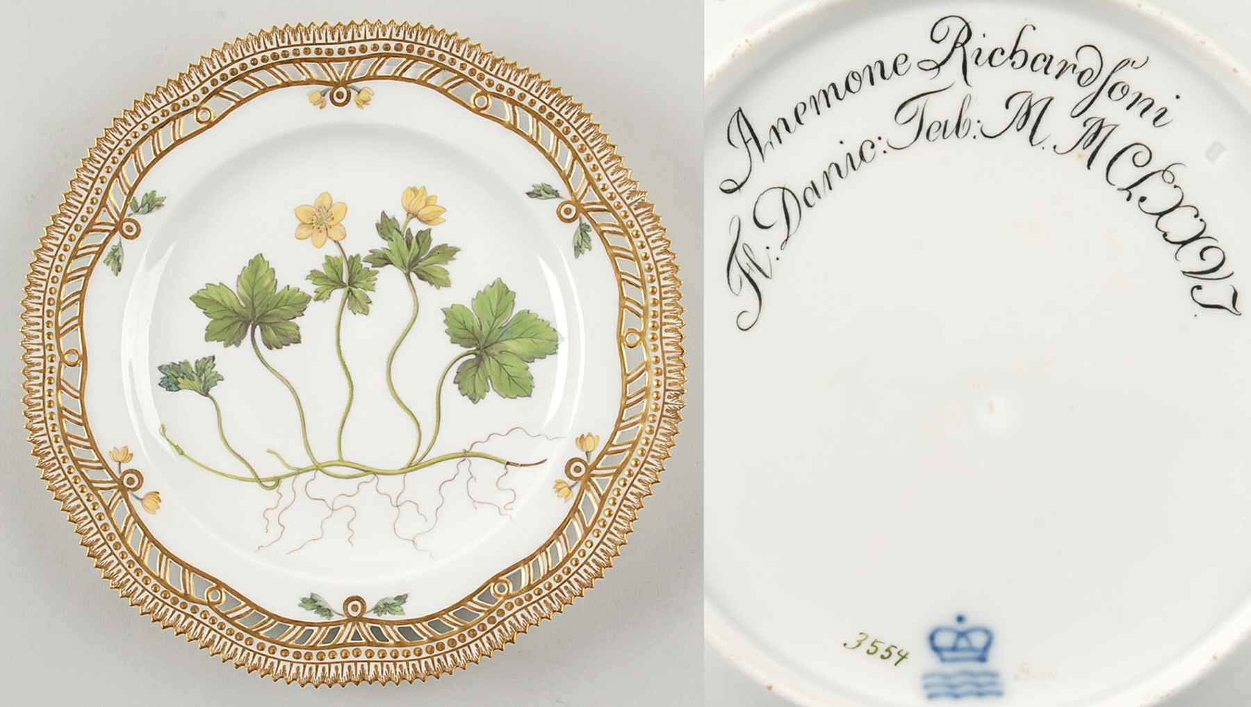 Flora Danica (1790 To 1960) 9" Pierced Luncheon Plate/Fruit St-JM-Anemone Rich by Royal Copenhagen-1