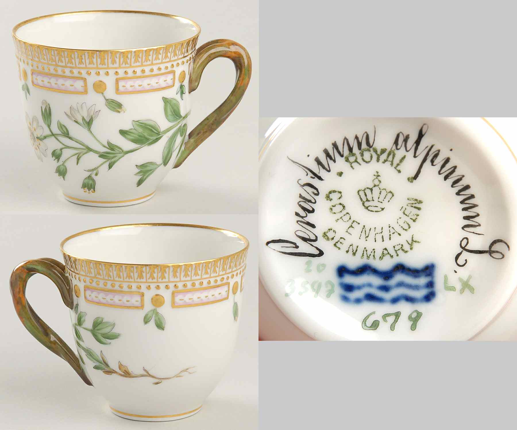 Flora Danica (1790 To 1960) Flat Cup-Cerastium alpinum L by Royal Copenhagen-1