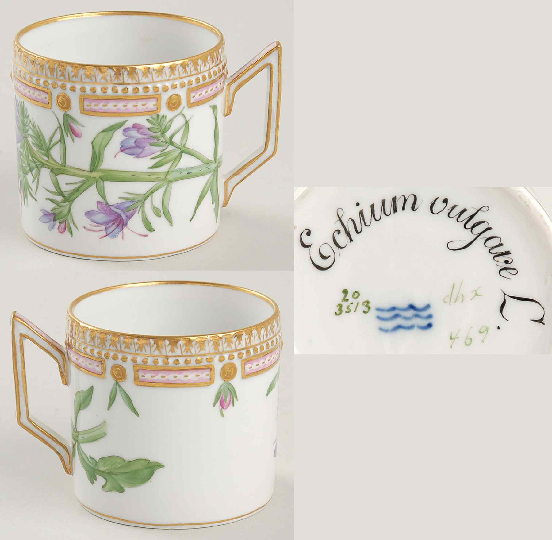 Flora Danica (1790 To 1960) Chocolate Cup-Echium vulgare L by Royal Copenhagen-1