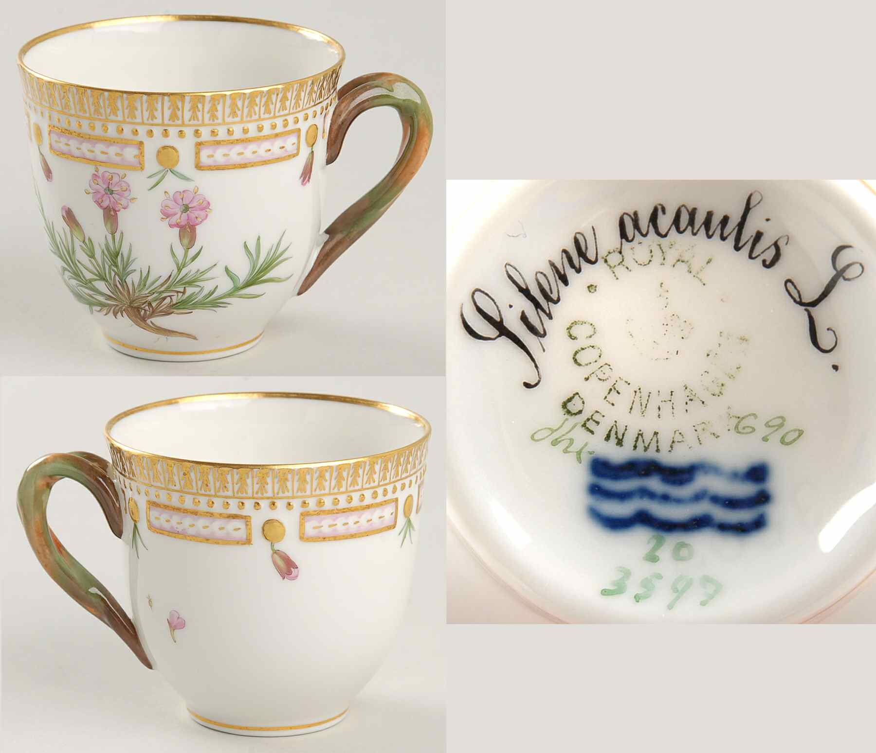 Flora Danica (1790 To 1960) Flat Cup-Silene acaulis L by Royal Copenhagen-1