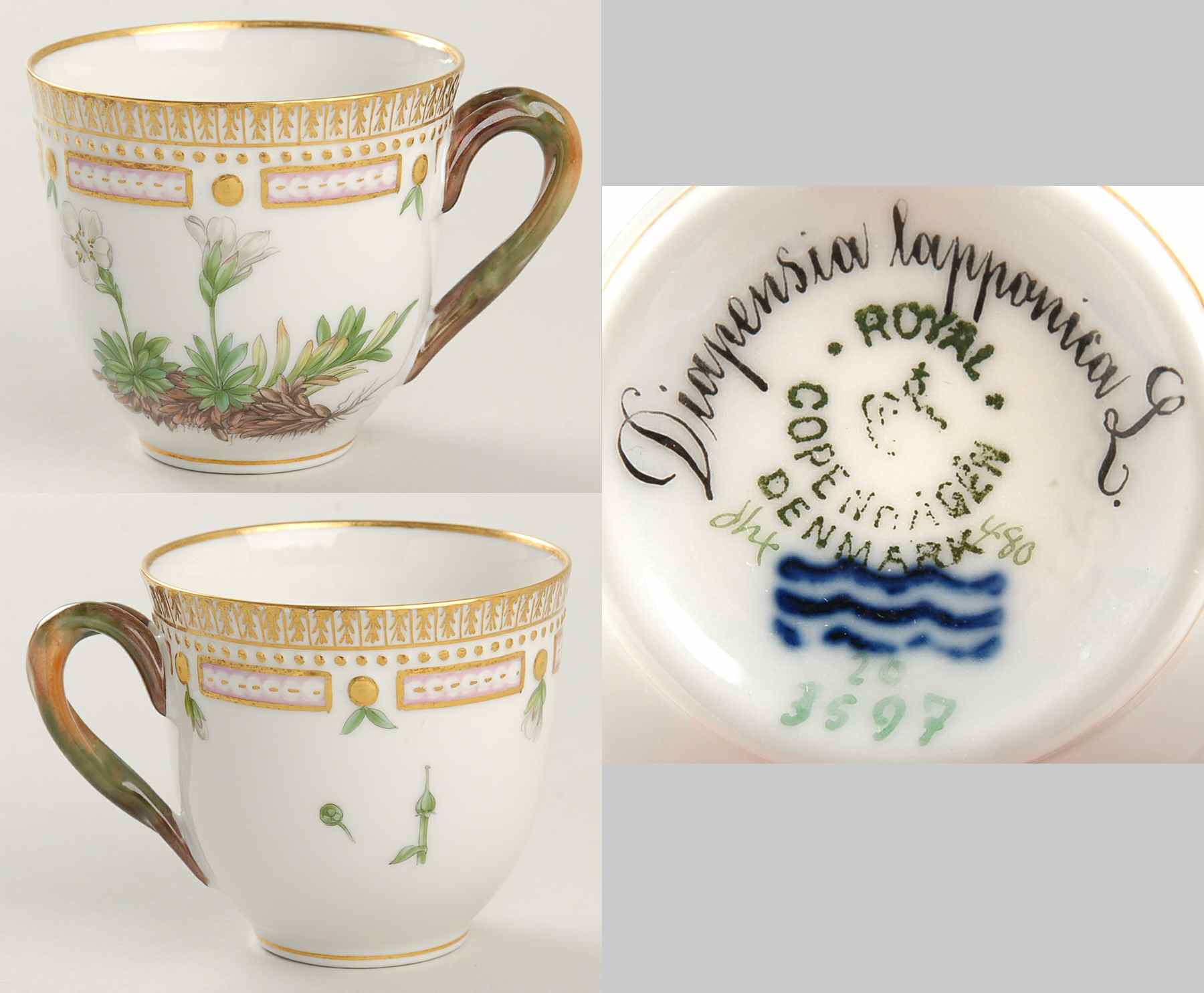 Flora Danica (1790 To 1960) Flat Cup-Diapensia lapponica L by Royal Copenhagen-1