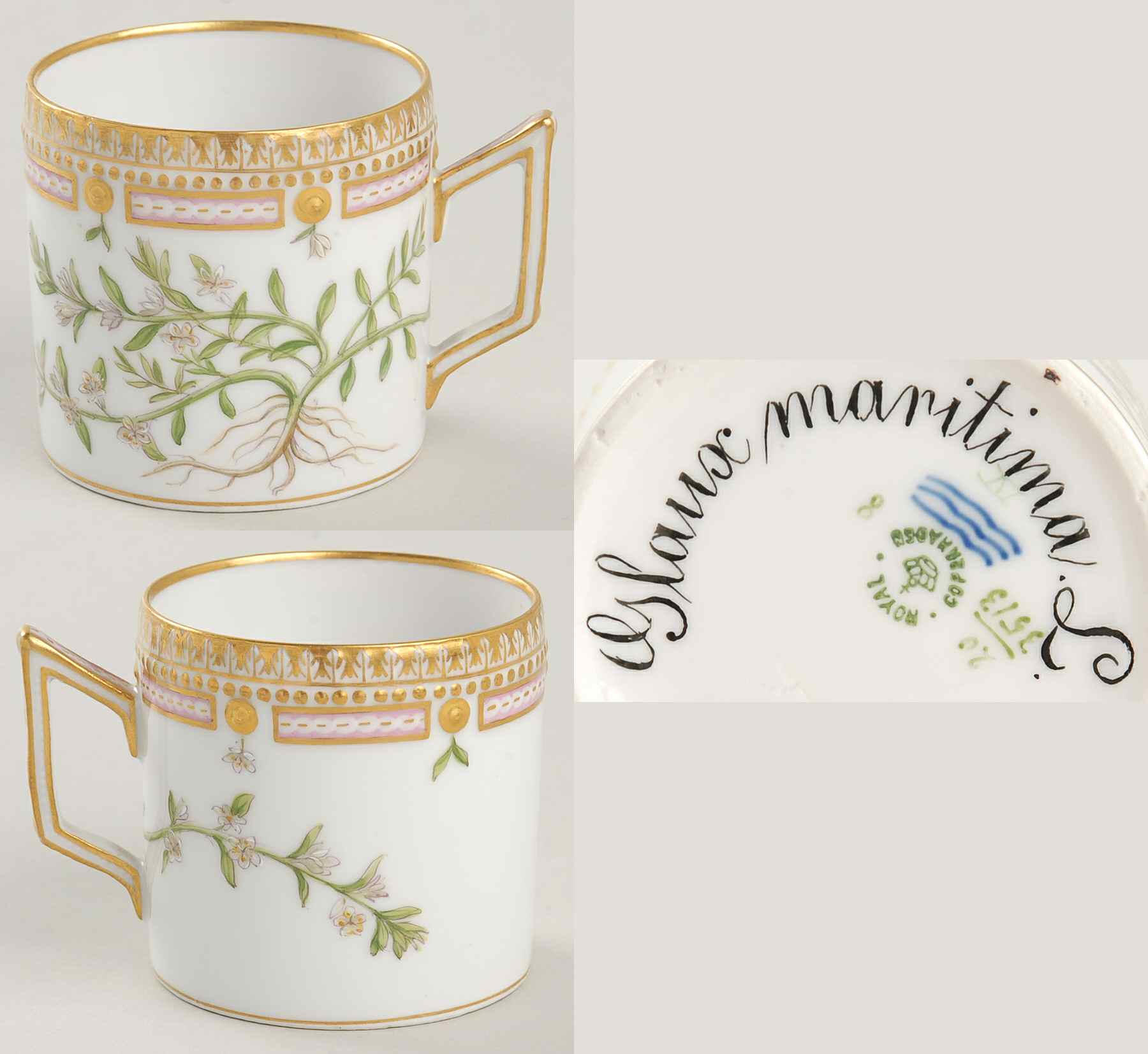 Flora Danica (1790 To 1960) Chocolate Cup-Glaux maritima L by Royal Copenhagen-1