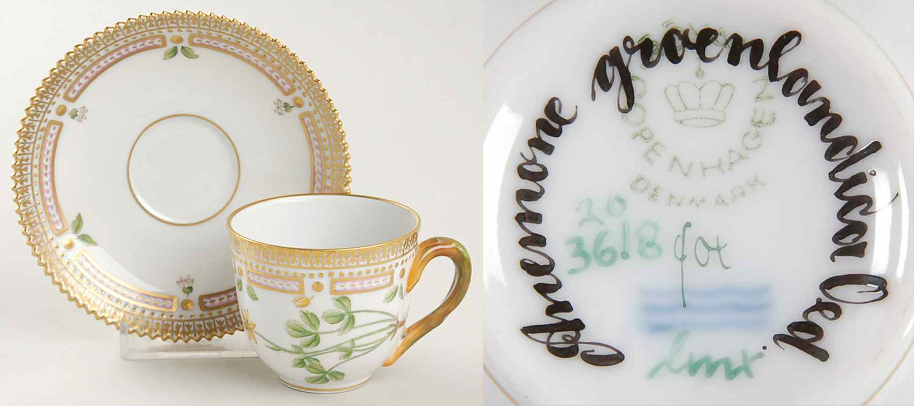 Flora Danica (1790 To 1960) Flat Demitasse Cup & Saucer-Anemone groenlandica O by Royal Copenhagen-1