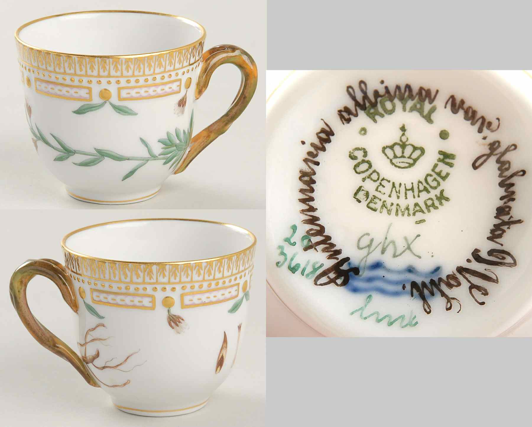 Flora Danica (1790 To 1960) Flat Demitasse Cup-Antennaria albina var gabrata J by Royal Copenhagen-1