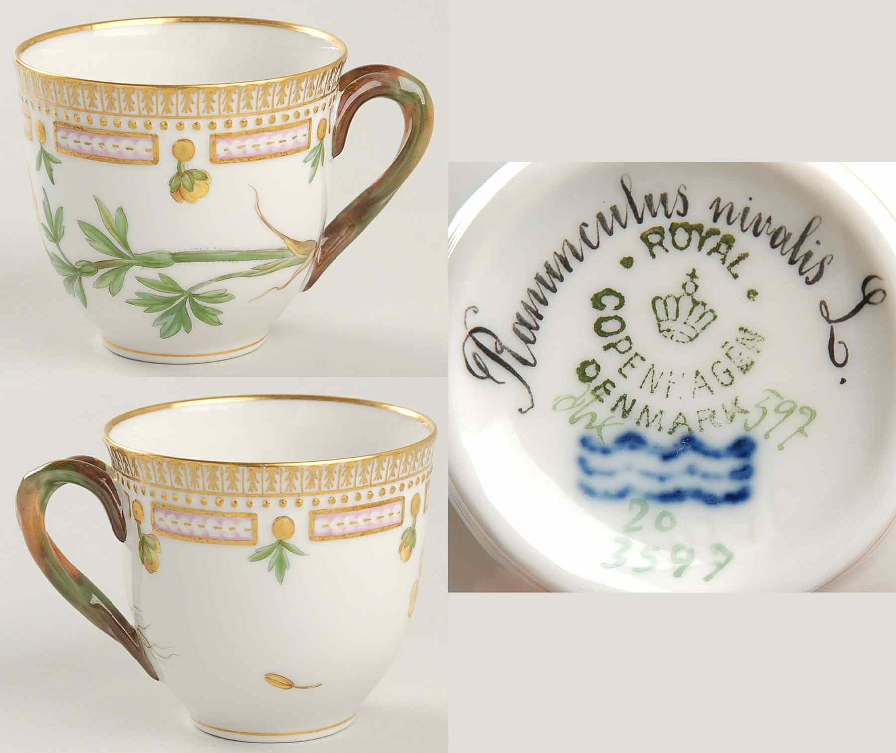 Flora Danica (1790 To 1960) Flat Cup-Ranunculus nivalis L by Royal Copenhagen-1