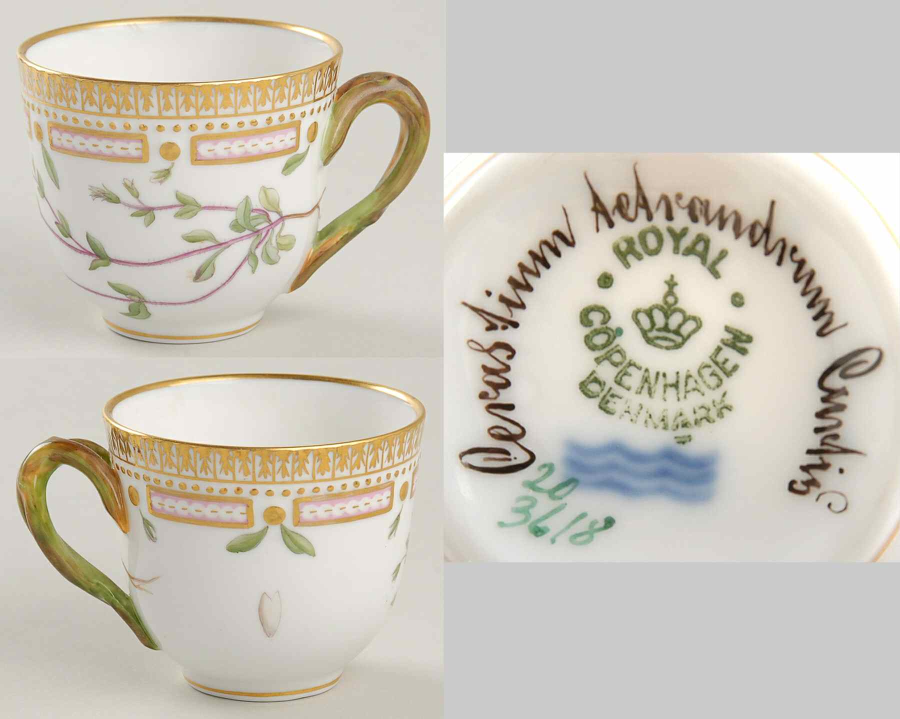 Flora Danica (1790 To 1960) Flat Demitasse Cup-Cerastium tetrandrum Curtis by Royal Copenhagen-1