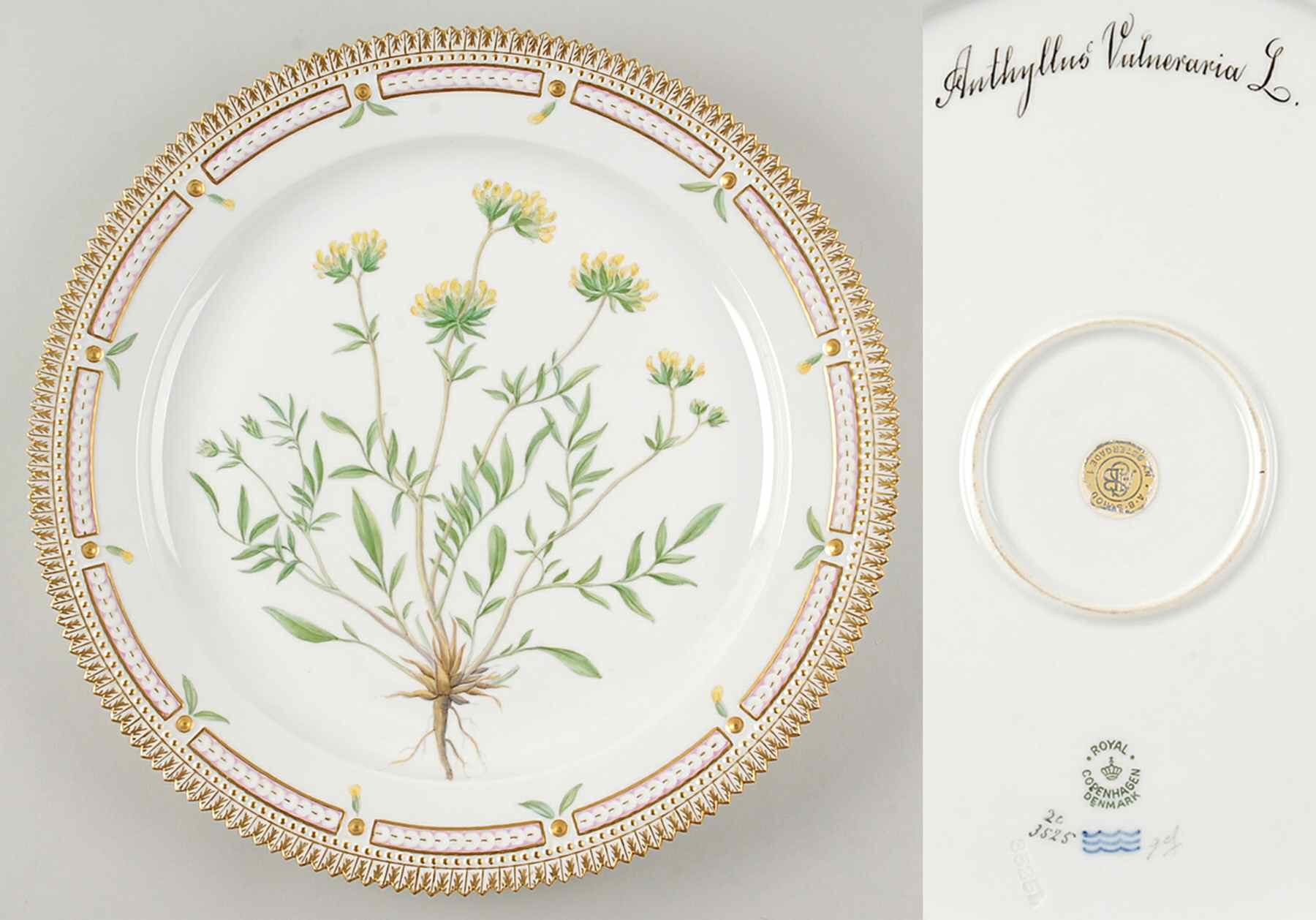 Flora Danica (1790 To 1960) 14" Round Platter-Anthyllus Vulneraria L by Royal Copenhagen-1