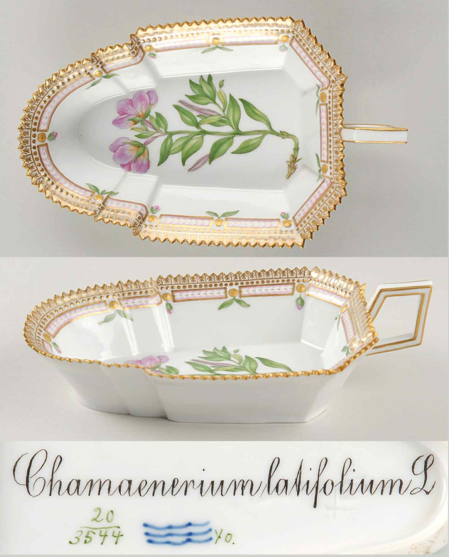 Flora Danica (1790 To 1960) 8" Pickle/Accent Dish-Chamaenerium latifolium L by Royal Copenhagen-1