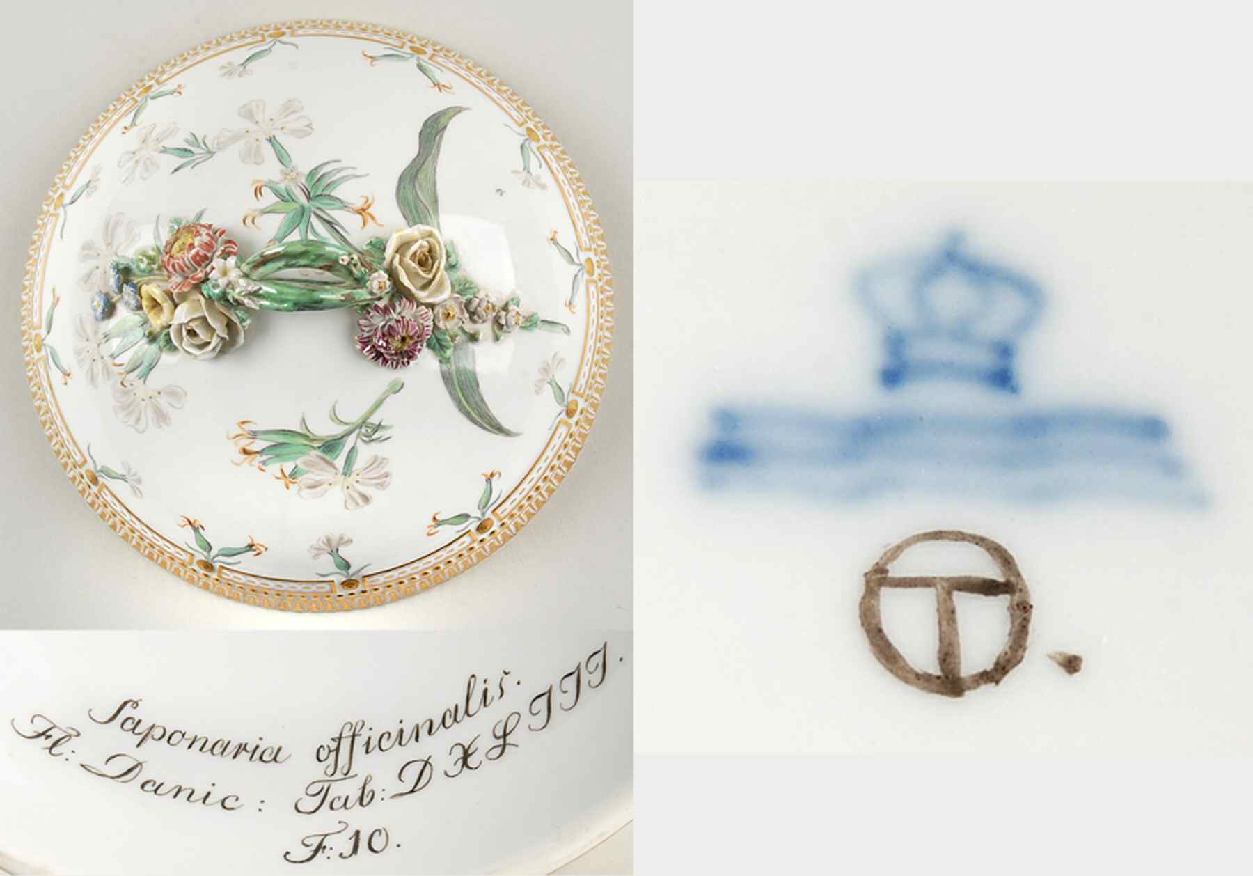 Flora Danica (1790 To 1960) Lid for Round Vegetable w/Ebony Handle/JM-Saponari by Royal Copenhagen-1