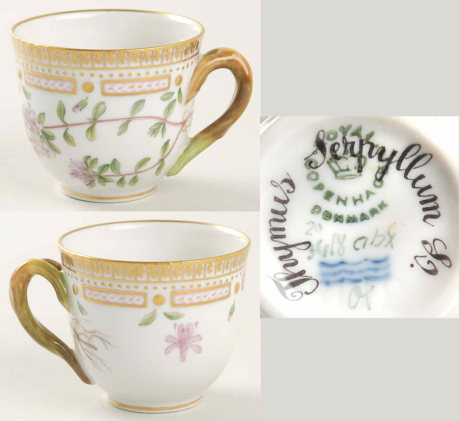 Flora Danica (1790 To 1960) Flat Demitasse Cup-Thymus Serpyllum L by Royal Copenhagen-1