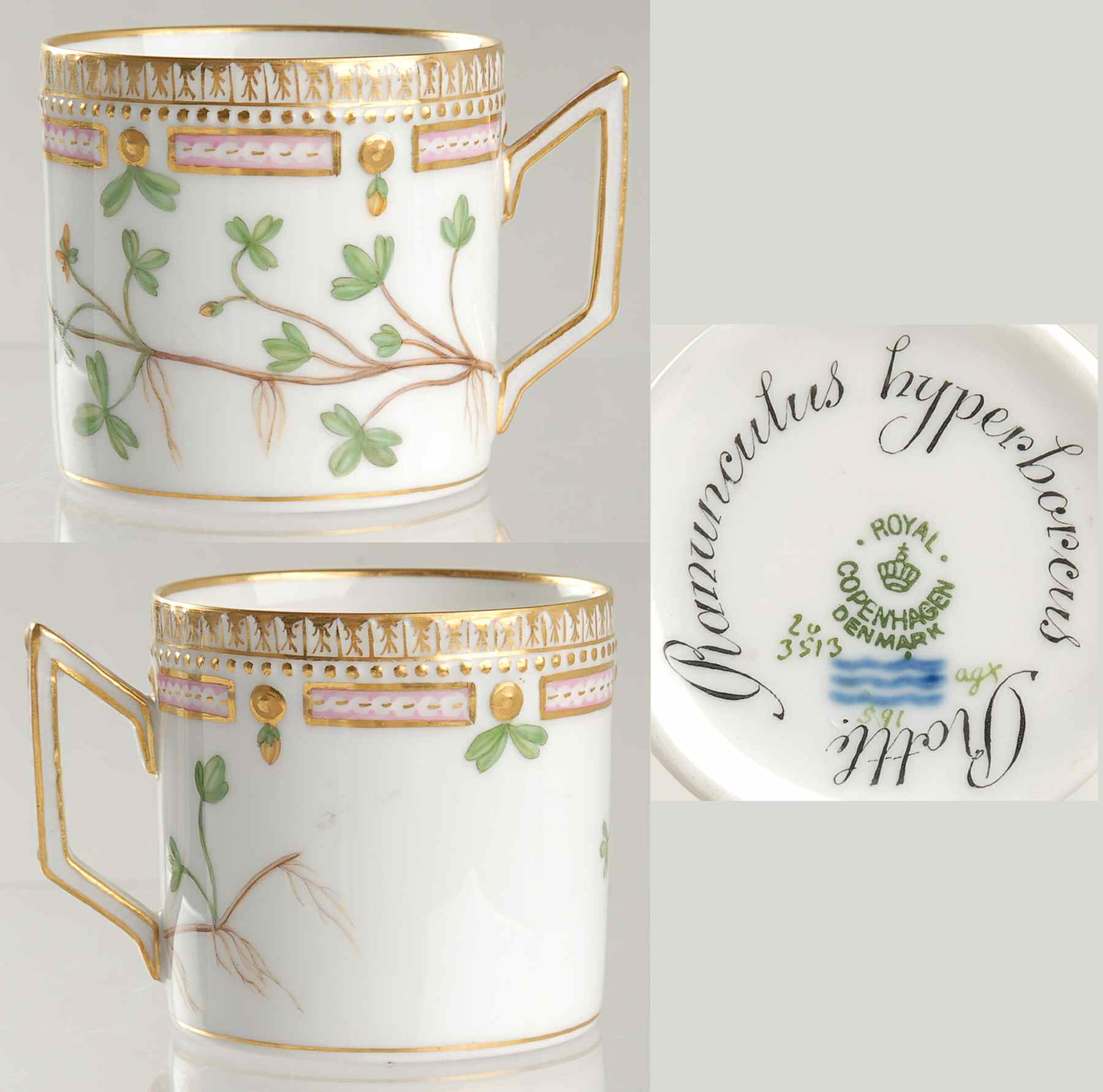 Flora Danica (1790 To 1960) Chocolate Cup-Ranunculus hyperborcus by Royal Copenhagen-1