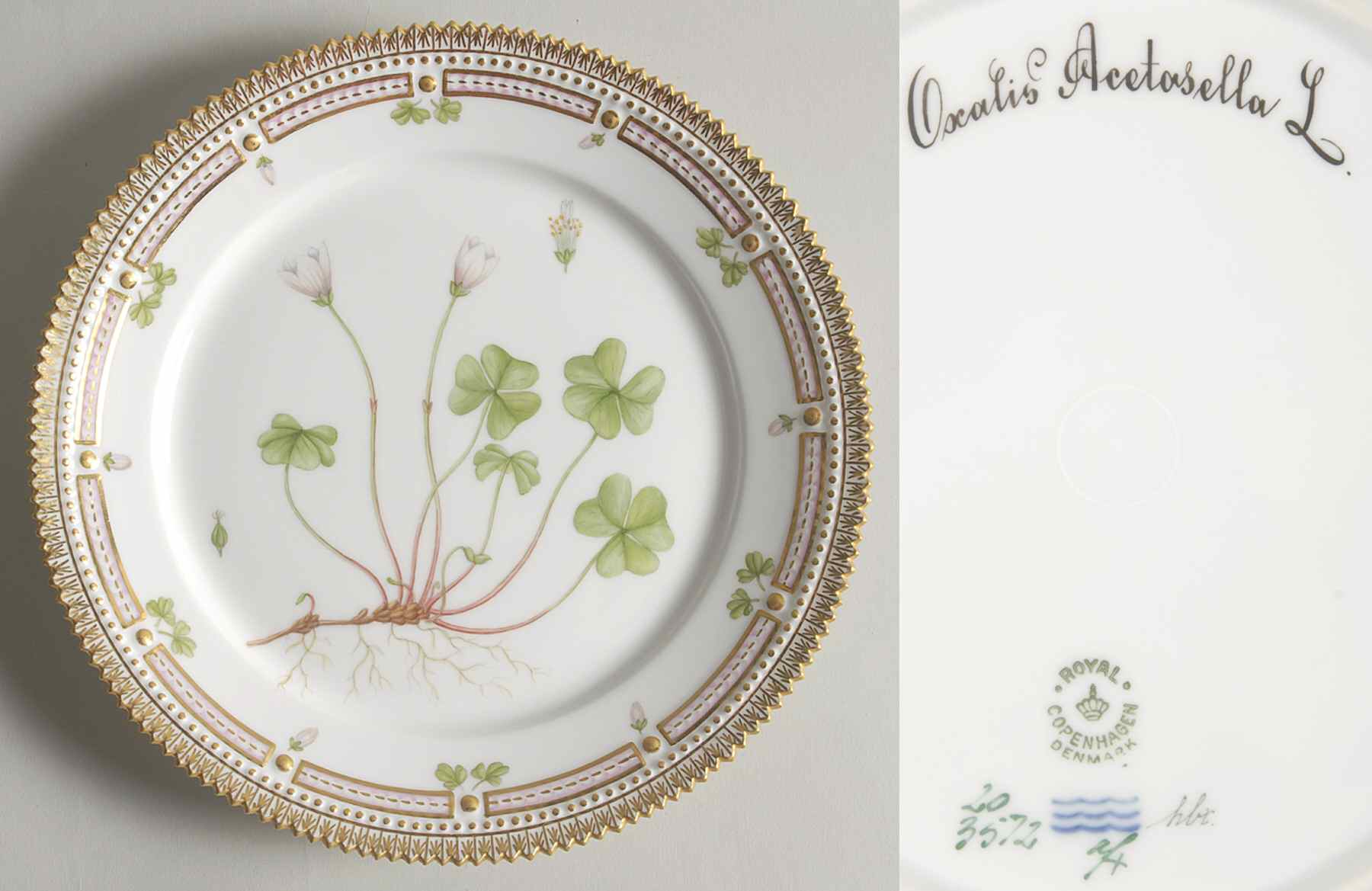 Flora Danica (1790 To 1960) Luncheon Plate-Oxalis Acetosella L by Royal Copenhagen-1