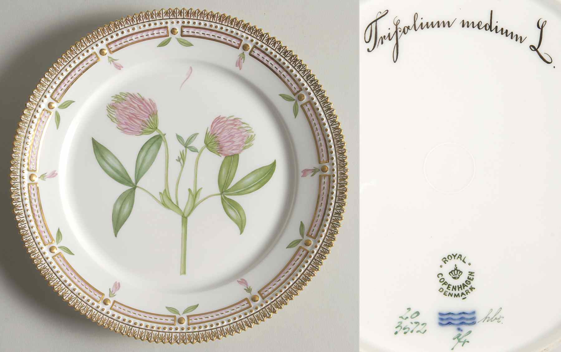 Flora Danica (1790 To 1960) Luncheon Plate-Trifolium medium L by Royal Copenhagen-1
