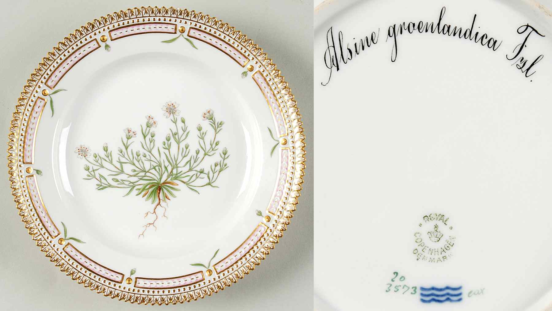 Flora Danica (1790 To 1960) Salad Plate-Alsine groenlandica Fzl by Royal Copenhagen-1