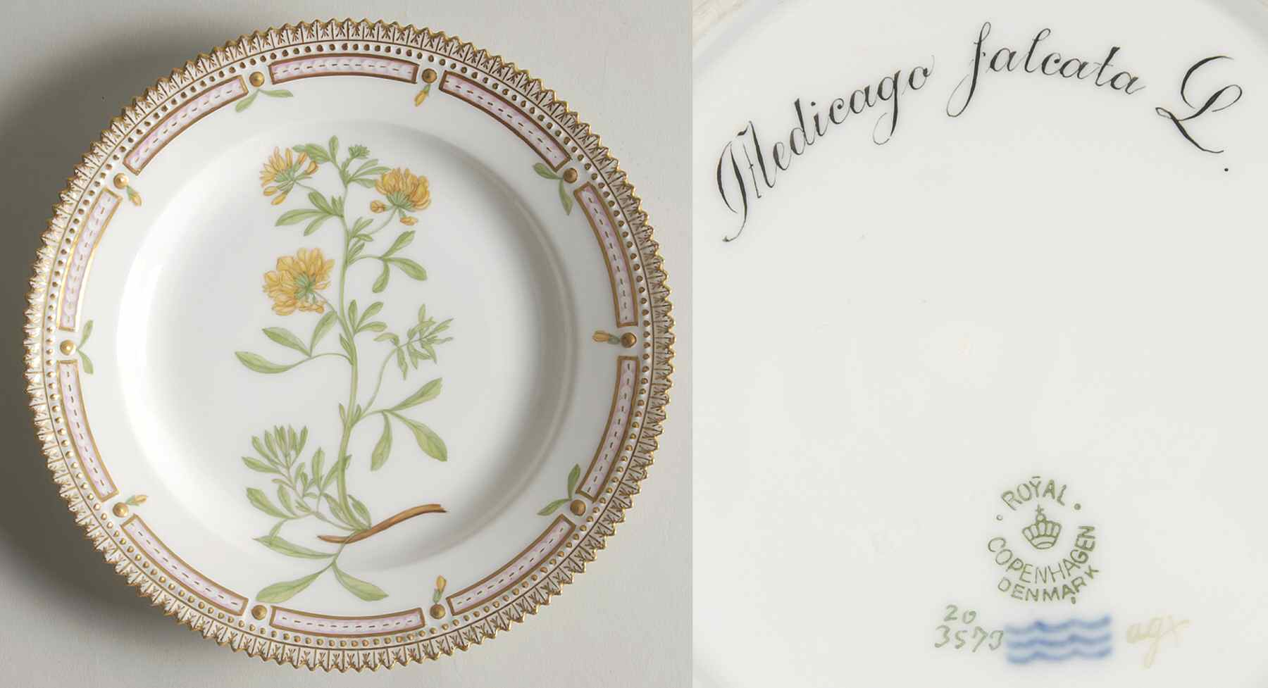 Flora Danica (1790 To 1960) Salad Plate-Medicato falcata L by Royal Copenhagen-1