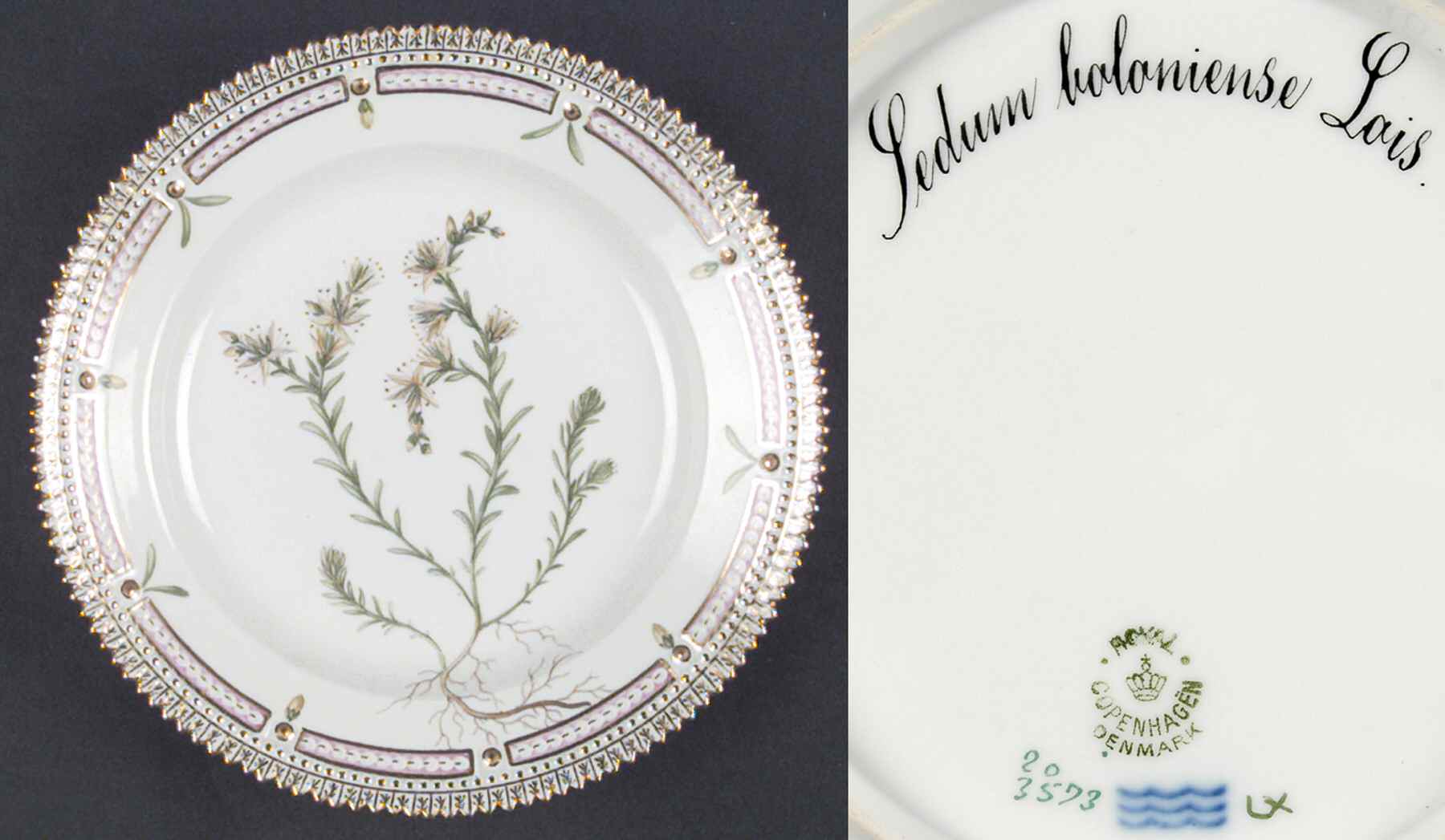 Flora Danica (1790 To 1960) Salad Plate-Sedum boloniense Lois by Royal Copenhagen-1
