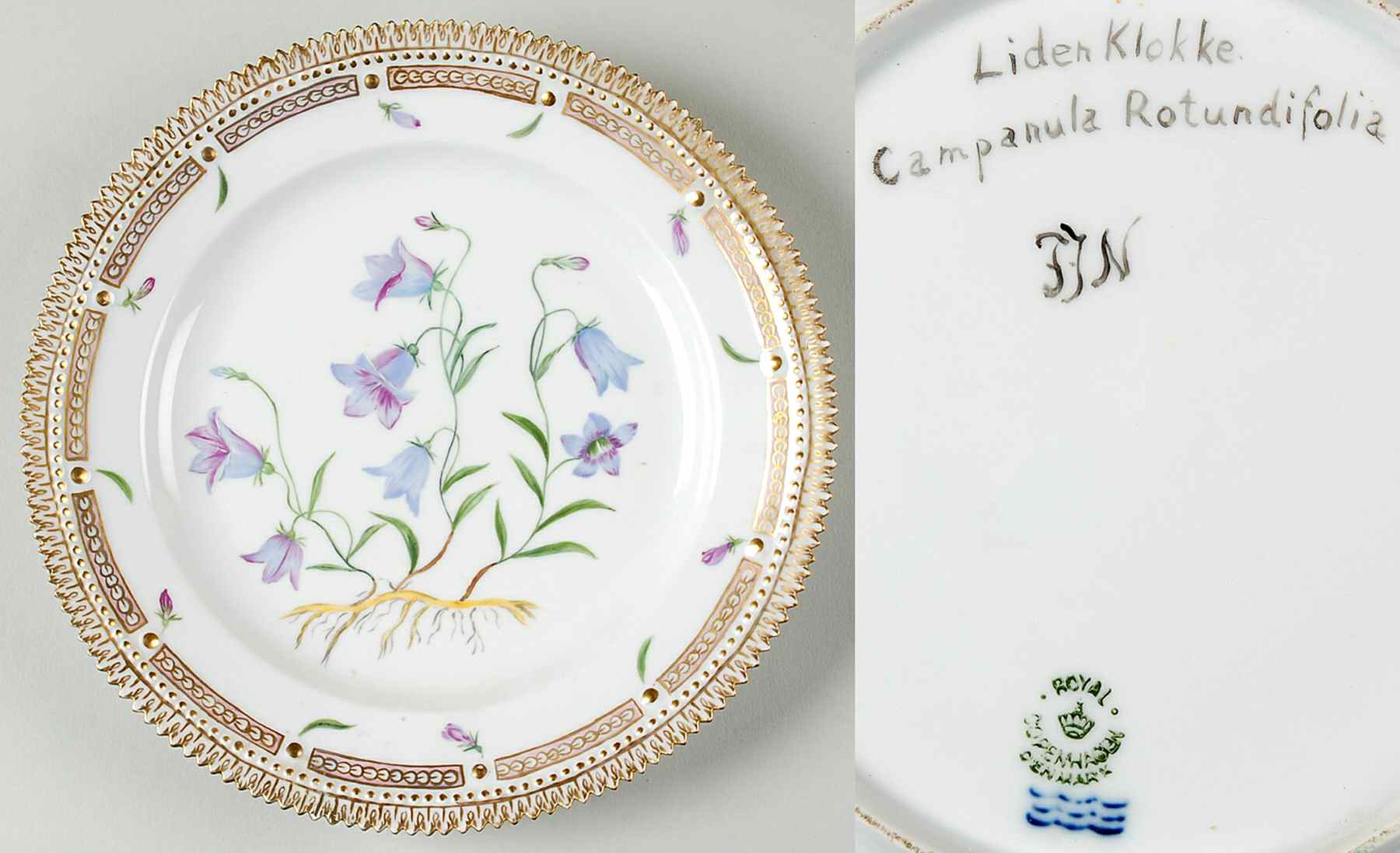 Flora Danica (1790 To 1960) Dinner Plate-Campanula rotundifolia by Royal Copenhagen-1