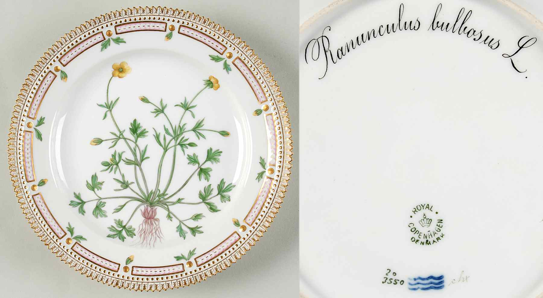 Flora Danica (1790 To 1960) Luncheon Plate-Ranunculus bulbosus L by Royal Copenhagen-1