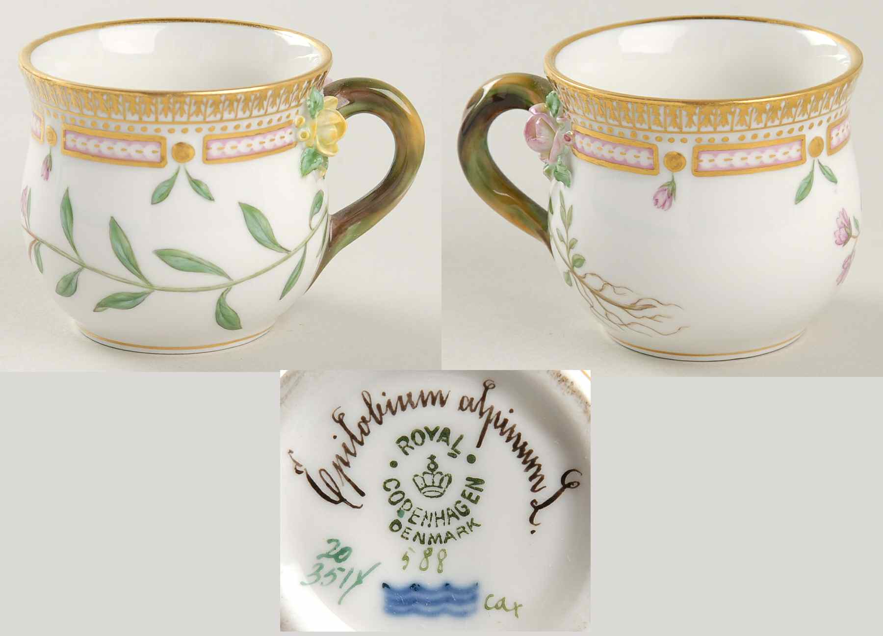 Flora Danica (1790 To 1960) Round Custard Cup-Epilobium alpinum L by Royal Copenhagen-1