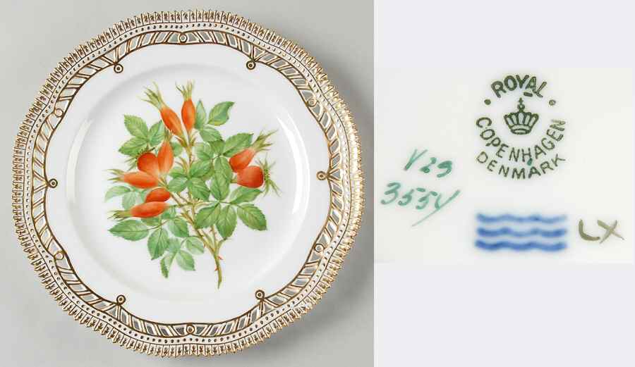 Flora Danica (1790 To 1960) 9" Pierced Luncheon Plate/Fruit Stand-Hazelnut by Royal Copenhagen-1