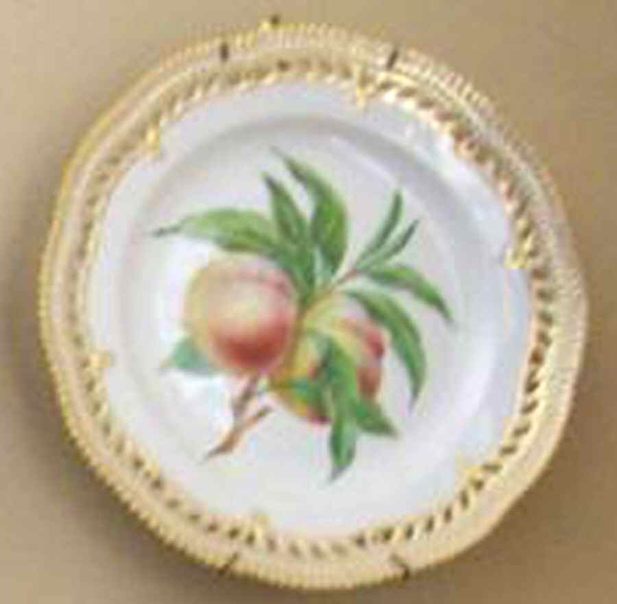 Flora Danica (1790 To 1960) 9" Pierced Luncheon Plate/Fruit Stand-Peaches (2) by Royal Copenhagen-1